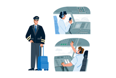 Airline pilot profession in uniform and operating airplane c Product Image 1