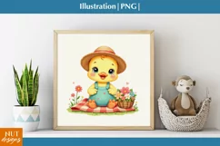 Baby Animals PNG, Cute Baby Duck on a picnic, Nursery poster Product Image 2