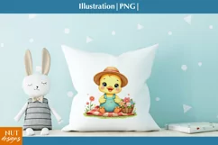 Baby Animals PNG, Cute Baby Duck on a picnic, Nursery poster Product Image 3