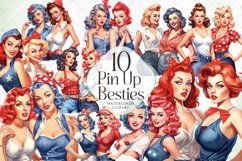 Pin Up Besties Sublimation Clipart Product Image 1