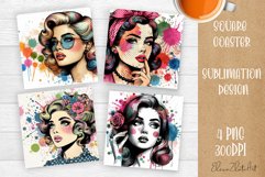 Pin Up Girl Coaster - Housewife with tea Quote Coaster Product Image 1