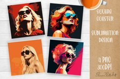 Pin Up Girl Coaster - Housewife with tea Quote Coaster Product Image 1