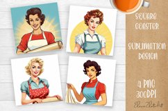 Pin Up Girl Coaster - Housewife with tea Quote Coaster Product Image 1