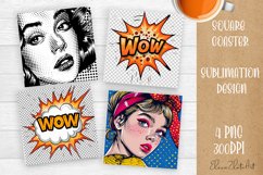 Pin Up Girl Coaster - Housewife with tea Quote Coaster Product Image 1