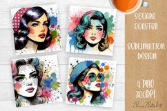 Pin Up Girl Coaster - Housewife with tea Quote Coaster Product Image 1