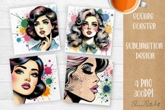 Pin Up Girl Coaster - Housewife with tea Quote Coaster Product Image 1