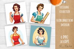 Pin Up Girl Coaster - Housewife with tea Quote Coaster Product Image 1
