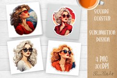 Pin Up Girl Coaster - Housewife with tea Quote Coaster Product Image 1