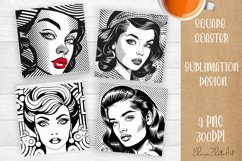 Pin Up Girl Coaster - Housewife with tea Quote Coaster Product Image 1