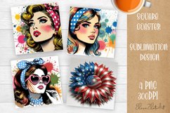 Pin Up Girl Coaster - Housewife with tea Quote Coaster Product Image 1