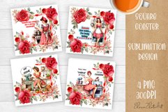 Pin Up Girl Coaster - Housewife with tea Quote Coaster Product Image 1