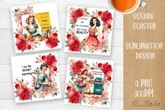 Pin Up Girl Coaster - Housewife with tea Quote Coaster Product Image 1