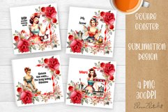 Pin Up Girl Coaster - Housewife with tea Quote Coaster Product Image 1