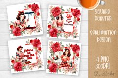 Pin Up Girl Coaster - Housewife with tea Quote Coaster Product Image 1