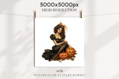 Pin Up Halloween Lady Retro Women Clipart PNG Pumpkin Girl Tale Art Image Watercolor Transparent Print illustration sublimation creepy printable digital