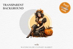 Pin Up Halloween Lady Retro Women Clipart PNG Pumpkin Girl Tale Art Image Watercolor Transparent Print illustration sublimation creepy printable digital