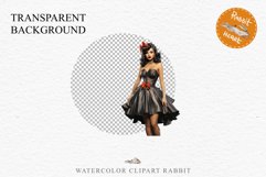 Pin Up Halloween Lady Retro Women Clipart PNG Pumpkin Girl Tale Art Image Watercolor Transparent Print illustration sublimation creepy printable digital