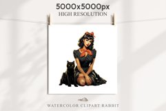 Pin Up Halloween Lady Retro Women Clipart PNG Pumpkin Girl Tale Art Image Watercolor Transparent Print illustration sublimation creepy printable digital