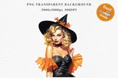 Pin Up Halloween Lady Retro Women Clipart PNG Pumpkin Girl Tale Art Image Watercolor Transparent Print illustration sublimation creepy printable digital