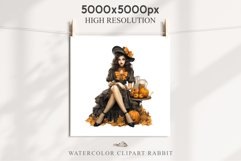 Pin Up Halloween Lady Retro Women Clipart PNG Pumpkin Girl Tale Art Image Watercolor Transparent Print illustration sublimation creepy printable digital