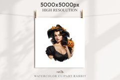 Pin Up Halloween Lady Retro Women Clipart PNG Pumpkin Girl Tale Art Image Watercolor Transparent Print illustration sublimation creepy printable digital