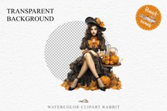 Pin Up Halloween Lady Retro Women Clipart PNG Pumpkin Girl Tale Art Image Watercolor Transparent Print illustration sublimation creepy printable digital
