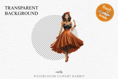 Pin Up Halloween Lady Retro Women Clipart PNG Pumpkin Girl Tale Art Image Watercolor Transparent Print illustration sublimation creepy printable digital