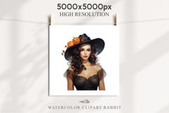 Pin Up Halloween Lady Retro Women Clipart PNG Pumpkin Girl Tale Art Image Watercolor Transparent Print illustration sublimation creepy printable digital
