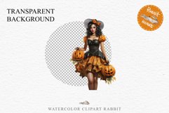 Pin Up Halloween Lady Retro Women Clipart PNG Pumpkin Girl Tale Art Image Watercolor Transparent Print illustration sublimation creepy printable digital