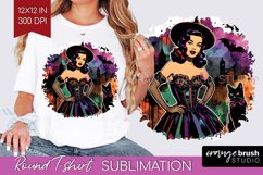 Retro Witch Round Tshirt Background - Halloween PNG Product Image 1