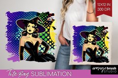 Retro Witch Tote Bag - Halloween Tote Bag PNG Sublimation Product Image 1