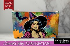 Retro Witch Cosmetic Bag - Halloween Makeup Bag PNG Product Image 1