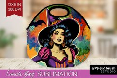 Retro Witch Lunch Bag - Halloween Lunch Bug PNG Sublimation Product Image 1
