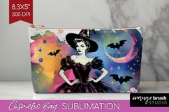 Retro Witch Cosmetic Bag - Halloween Makeup Bag PNG Product Image 1