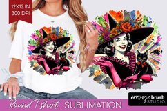 Retro Witch Round Tshirt Background - Halloween PNG Product Image 1