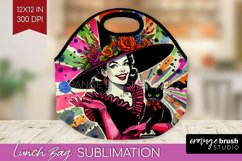 Retro Witch Lunch Bag - Halloween Lunch Bug PNG Sublimation Product Image 1