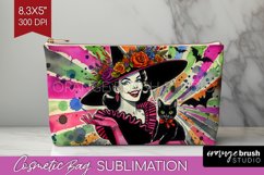 Retro Witch Cosmetic Bag - Halloween Makeup Bag PNG Product Image 1