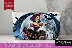 Retro Witch Cosmetic Bag - Halloween Makeup Bag PNG Product Image 1