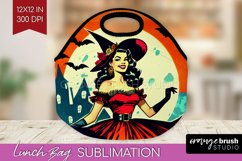 Retro Witch Lunch Bag - Halloween Lunch Bug PNG Sublimation Product Image 1