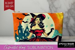 Retro Witch Cosmetic Bag - Halloween Makeup Bag PNG Product Image 1