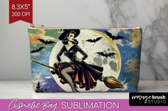 Retro Witch Cosmetic Bag - Halloween Makeup Bag PNG Product Image 1
