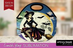Retro Witch Lunch Bag - Halloween Lunch Bug PNG Sublimation Product Image 1