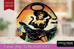 Retro Witch Lunch Bag - Halloween Lunch Bug PNG Sublimation Product Image 1