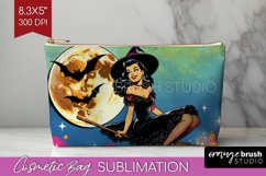 Retro Witch Cosmetic Bag - Halloween Makeup Bag PNG Product Image 1