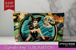 Retro Witch Cosmetic Bag - Halloween Makeup Bag PNG Product Image 1
