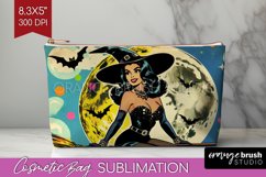 Retro Witch Cosmetic Bag - Halloween Makeup Bag PNG Product Image 1