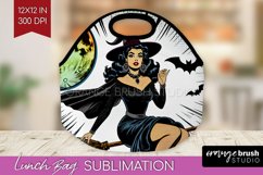 Retro Witch Lunch Bag - Halloween Lunch Bug PNG Sublimation Product Image 1