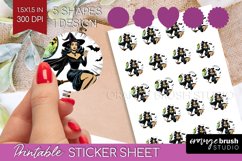 Retro Witch Round Sticker - Halloween Printable Sticker Product Image 1