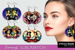 Witch Earrings PNG - Retro Halloween Earrings Sublimation Product Image 1