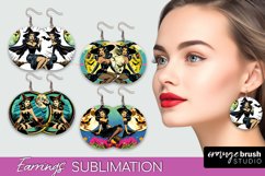 Witch Earrings PNG - Retro Halloween Earrings Sublimation Product Image 1